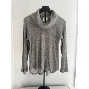 Maeve by Anthropologie Sz S Gray Cowl Neck Ribbed‎ Knit Sweater USA Minimalist